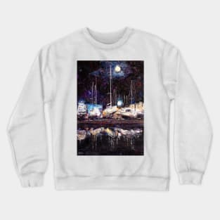 Night Port In Empuriabrava Crewneck Sweatshirt